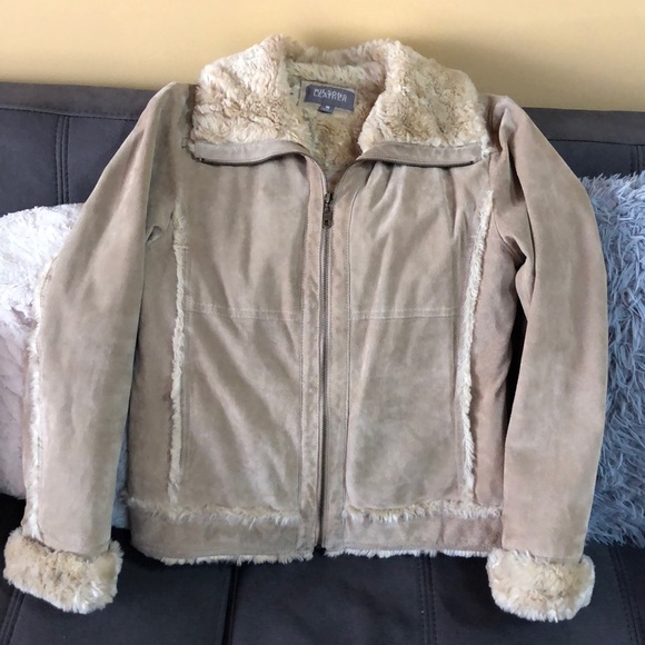 WILSONS LEATHER Tan Suede and Faux Fur Coat Size M - Picture 1 of 14